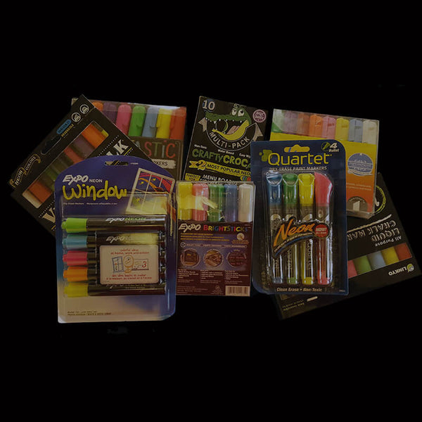 Crafty Croc Liquid Chalk Markers, Glow in the Dark Neon Chalk Pens,  Includes